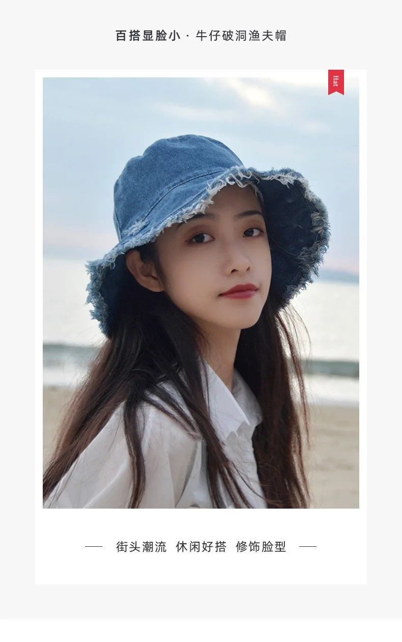 Denim Bucket Hats for Women Men Casual Jean Fisherman Cap Packable Outdoor Sun Hats