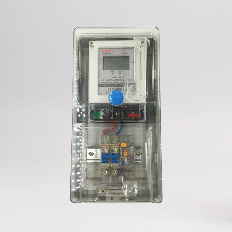 Full set wired prepaid electricity meter box with meter and circuit breaker (1600550022439)