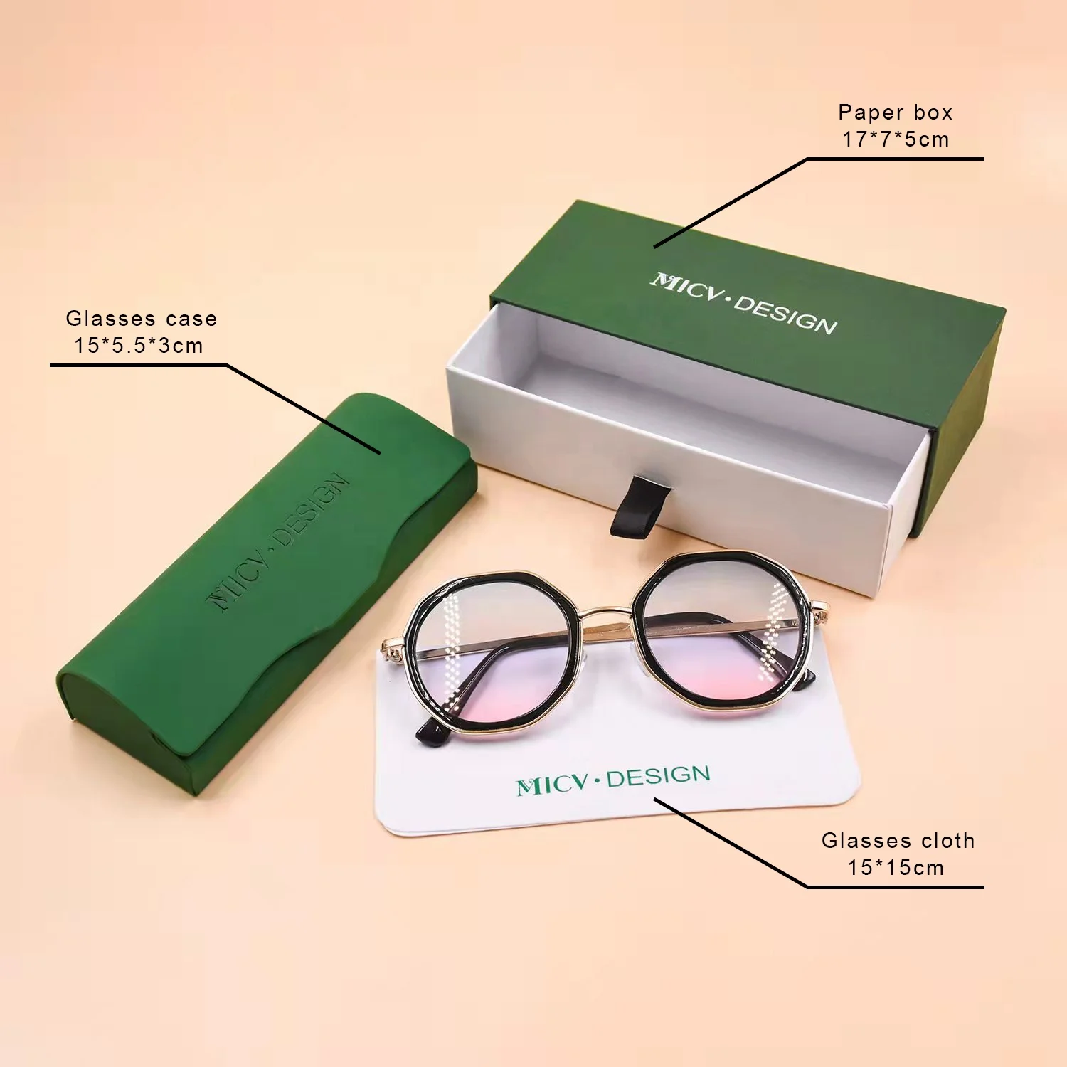 Bestpacking custom logo sunglasses case packaging set PU leather handmade eyeglasses case  set glasses hard case