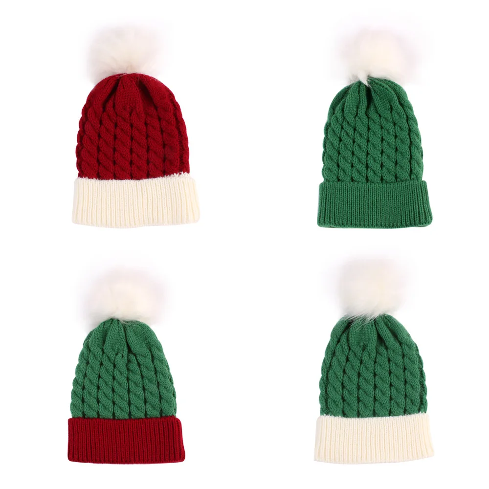 YANYE Hot Selling Autumn And Winter Christmas Wool Knitting Plush Warm Winter Children Kids Baby Hats