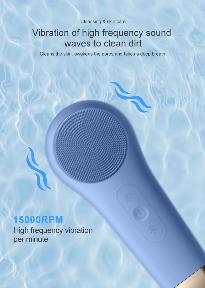 New Waterproof Wash Cleaning Machine Waterproof Soft Silicone Electric Cleansing Facial Massager Face Washing Brush