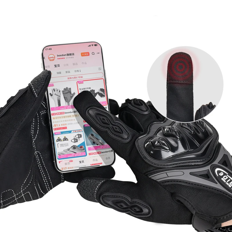 Custom Breathable Mensh Vintage Safety Motorbike Equipment Riding Glove Black Outdoor Touch Screen Anti Slip Racing Gloves