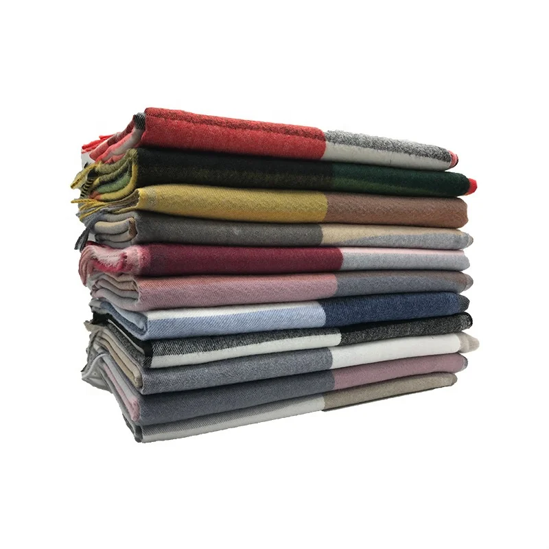 
Manufacturer Custom Fashion Ladies Scarves Women Grid Cashmere Scarf Shawl 