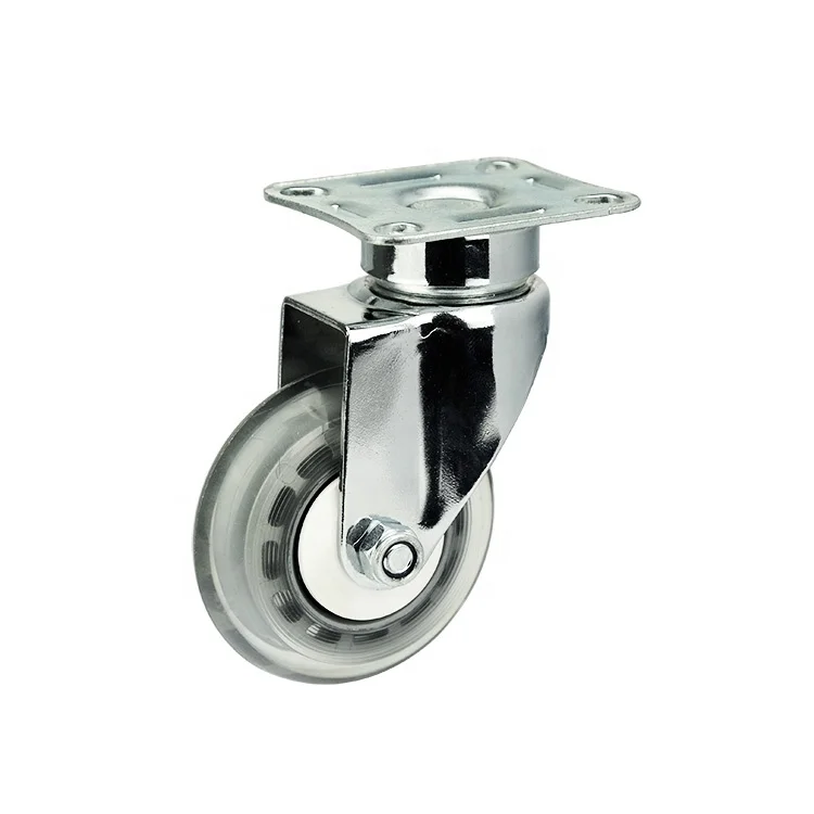 WBD 3 4 5 inch top plate transparent pu medical swivel castor Polyurethane Wheels Medical wholesale