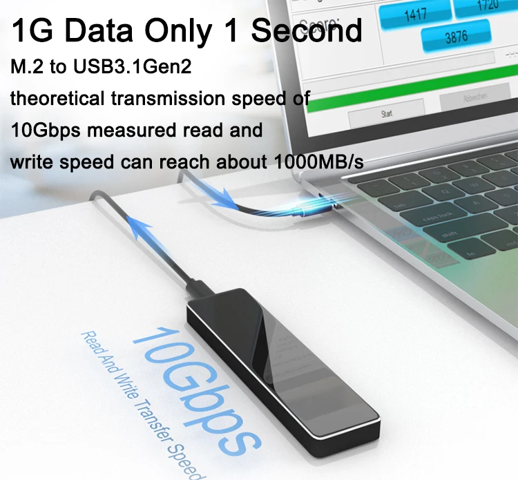 M.2 NVMe ssd Enclosure, USB C 3.1 Gen2 PCIe SSD Caddy 10Gbps Transfer Rate  Type C m.2 ssd enclosure