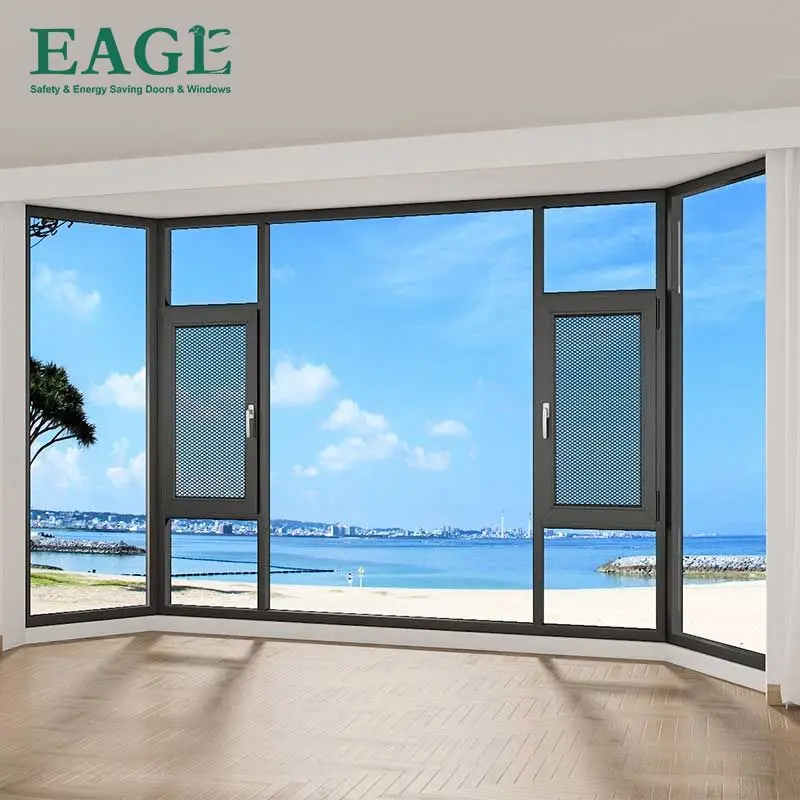 Modern aluminum windows swing top hung  tilt turn open way for option