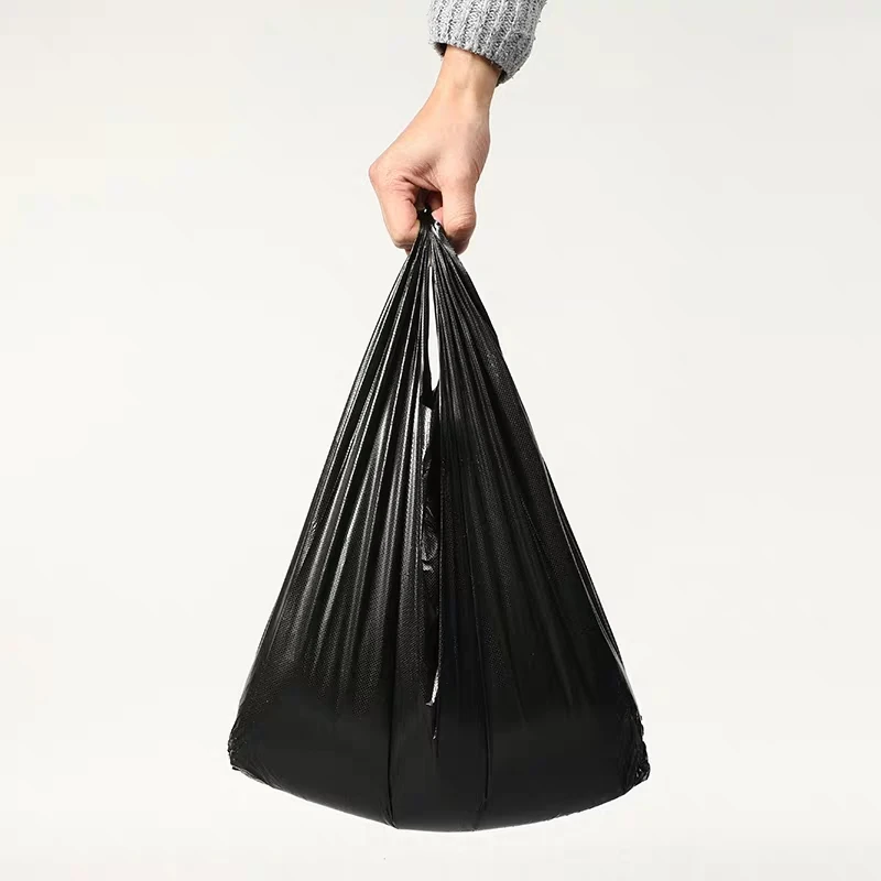 
Custom biodegradable black vest carrier pe plastic packaging bag for grocery 