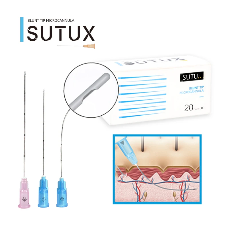Sutux surgical supplier Types of 25gx38mm micro plastic cannula ha injection for filler