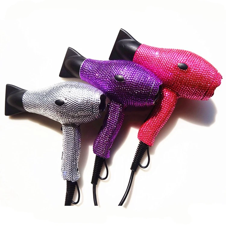 Custom Professional DC Motor Hair Dryer Bling Crystal Hot Blow Dryer