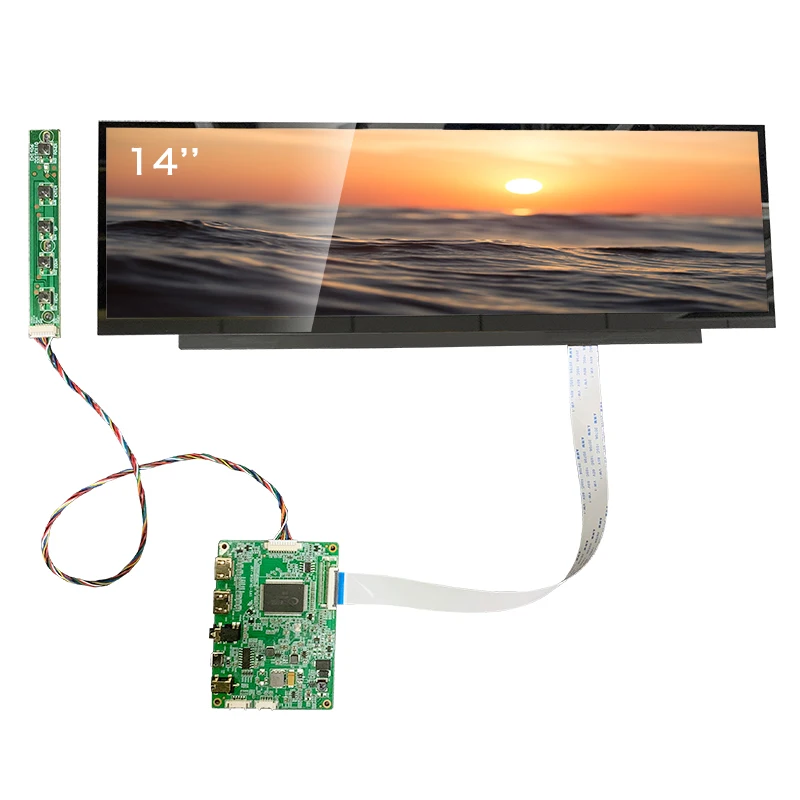 china factories ips 14.1 inch touch display screen lcd display module touchscreen 1920x550 hmi stretched bar lcd display panel