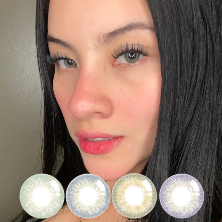 Customized packaging Wholesale cheap price Meetone DNA green gray eye beauty 3 tone tri color contact lenses