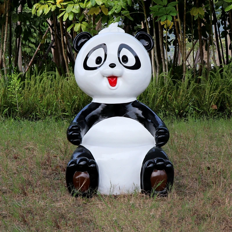 Fibreglass Panda seat garden outdoor statue sculpture