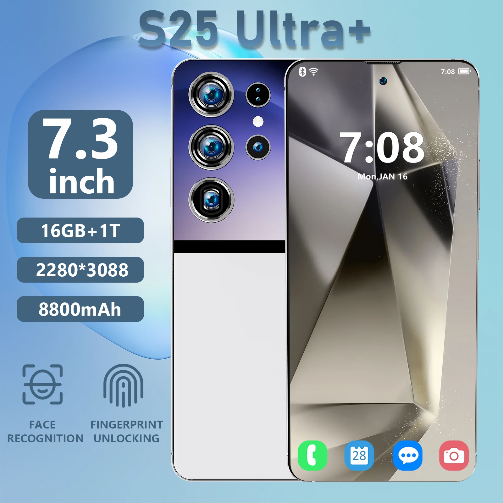 2024 For Africa Market Factory Price S25 Ultra+ Unlocked Smartphone Dual SIM+TF Card Flash Memory 5G S25 Ultra Plus Cell Phones