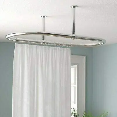 stainless steel 304 ceiling wall oval install shower curtain rod mirror polished circular shower curtain rod