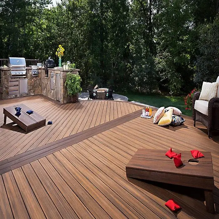 Foamed New Solid Antiseptic Outdoor 3D Embossed Bicolor Waterproof Anti Skidding UV Resistant ASA Composite Decking