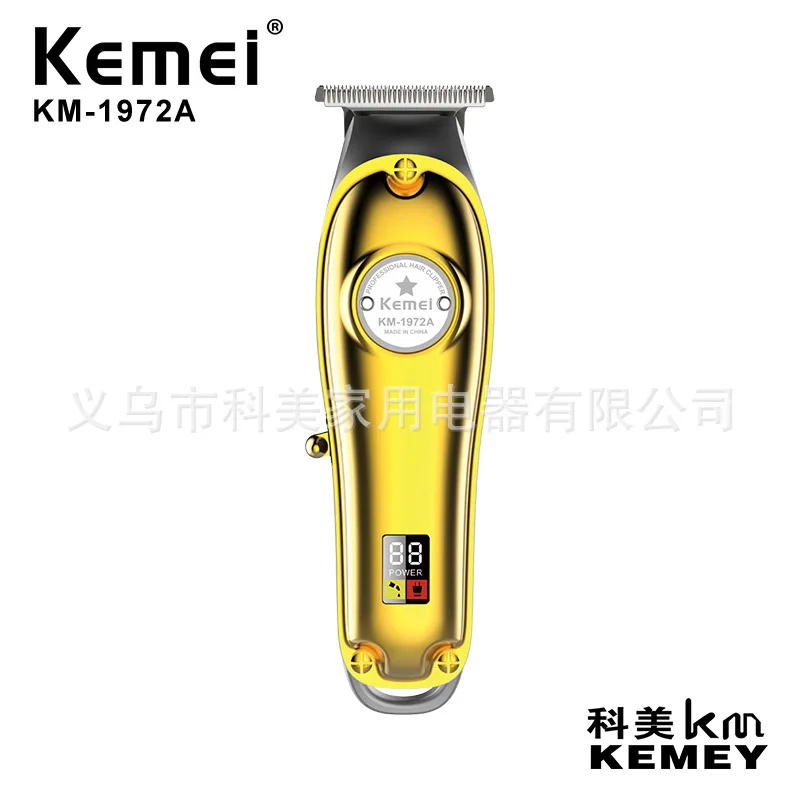 
Kemei hair clipper KM-1972A rechargeable metal electric hair clipper professional electric hair clipper with LCD display 