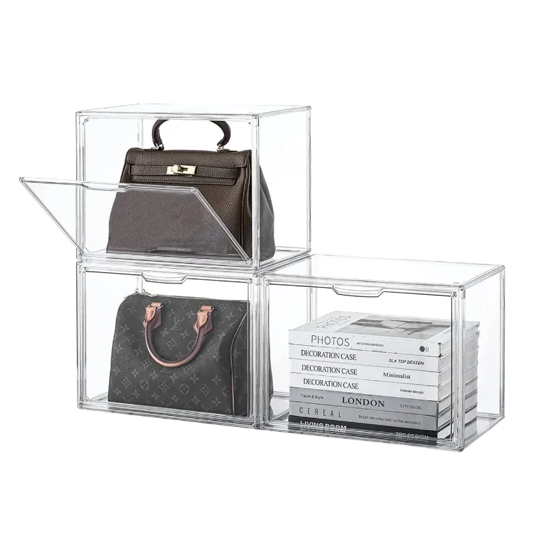 Organizers for Collectibles Toys Figures bag Storage Organizer for Closet Stackable Bag Organizer with Magnetic Door