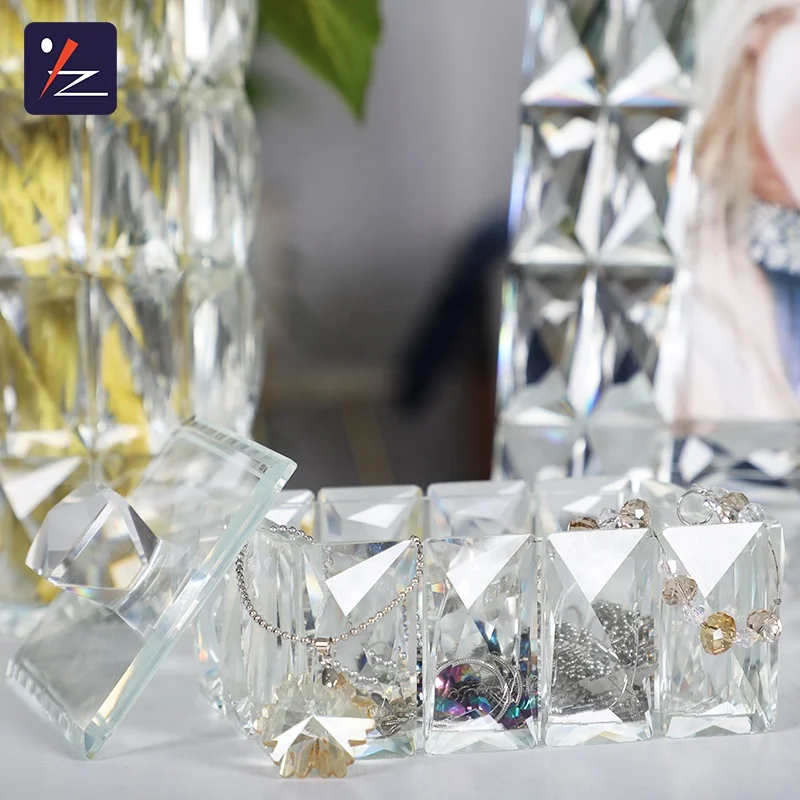 Crystal trinket box glass jewelry box for wedding gift