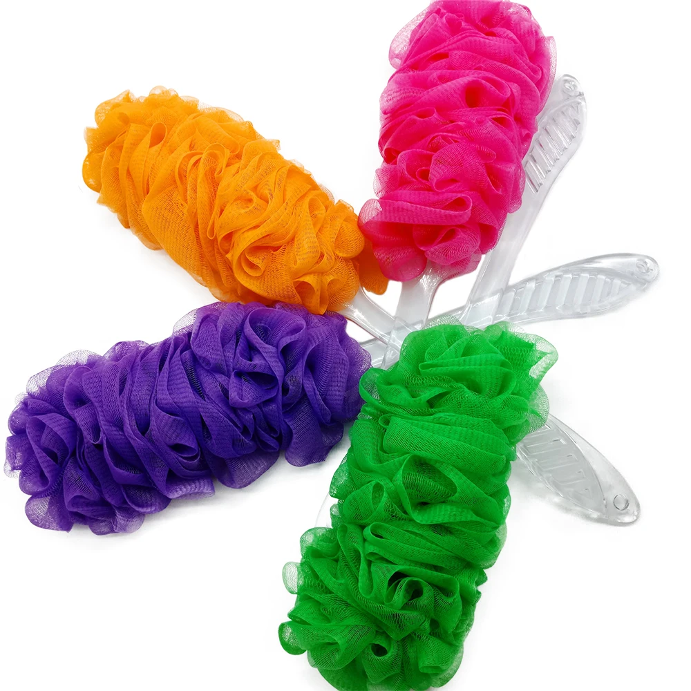 Wholesale colorful body sponge bath shower massage brush with long handle products
