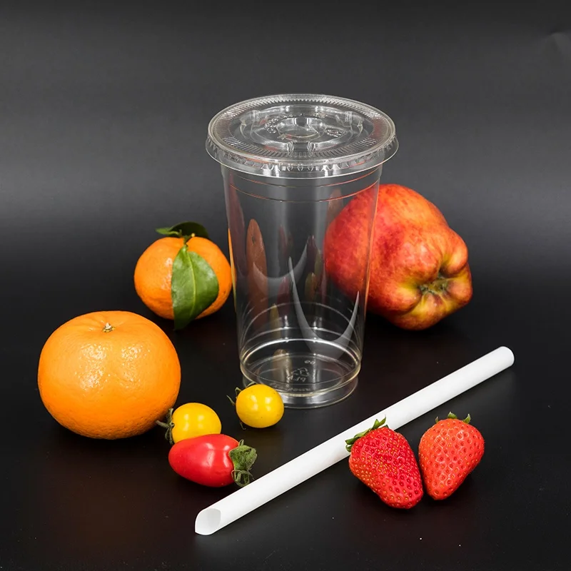 Disposable PLA Transparent cool Drinking Cups Biodegradable transparent cold drink cup  for milk tea shops