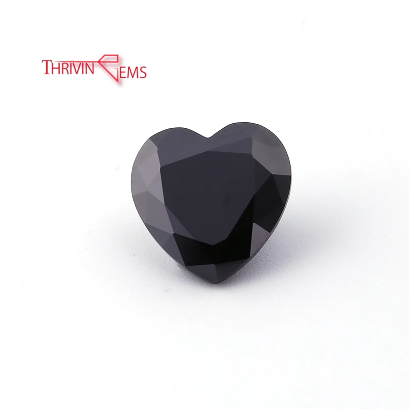 Thriving Gems AAAAA Quality Heart Shape Cubic Zirconia Diamond Black CZ Stone For Jewelry