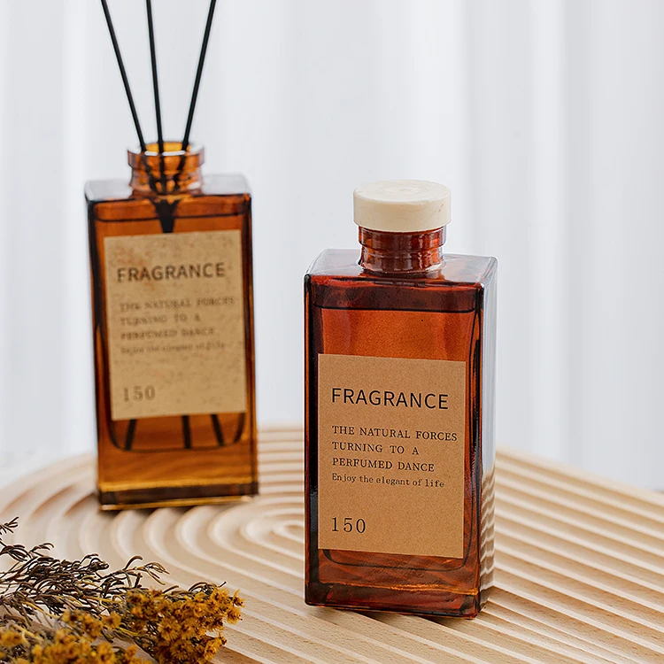 Home decor Luxury Custom Air Freshener Aroma Fragrance Oil Unique Eco Essential oil brown glass bottle Aroma Reed Diffuser
