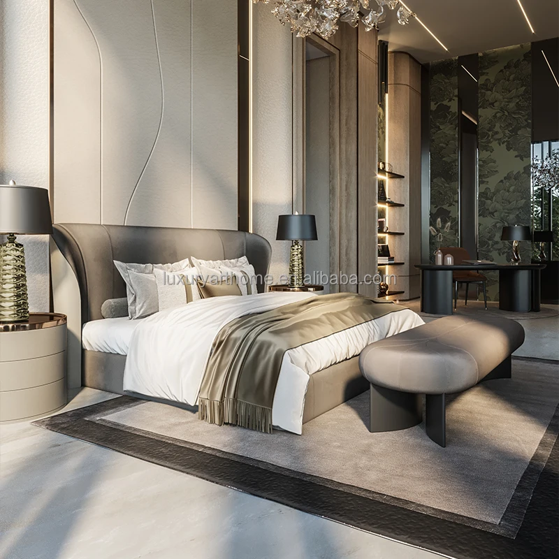 Customize Luxury Bedroom Furniture Set Premium Villa Latest Design Double Bed Upholstered Bed king Size Bedroom Set