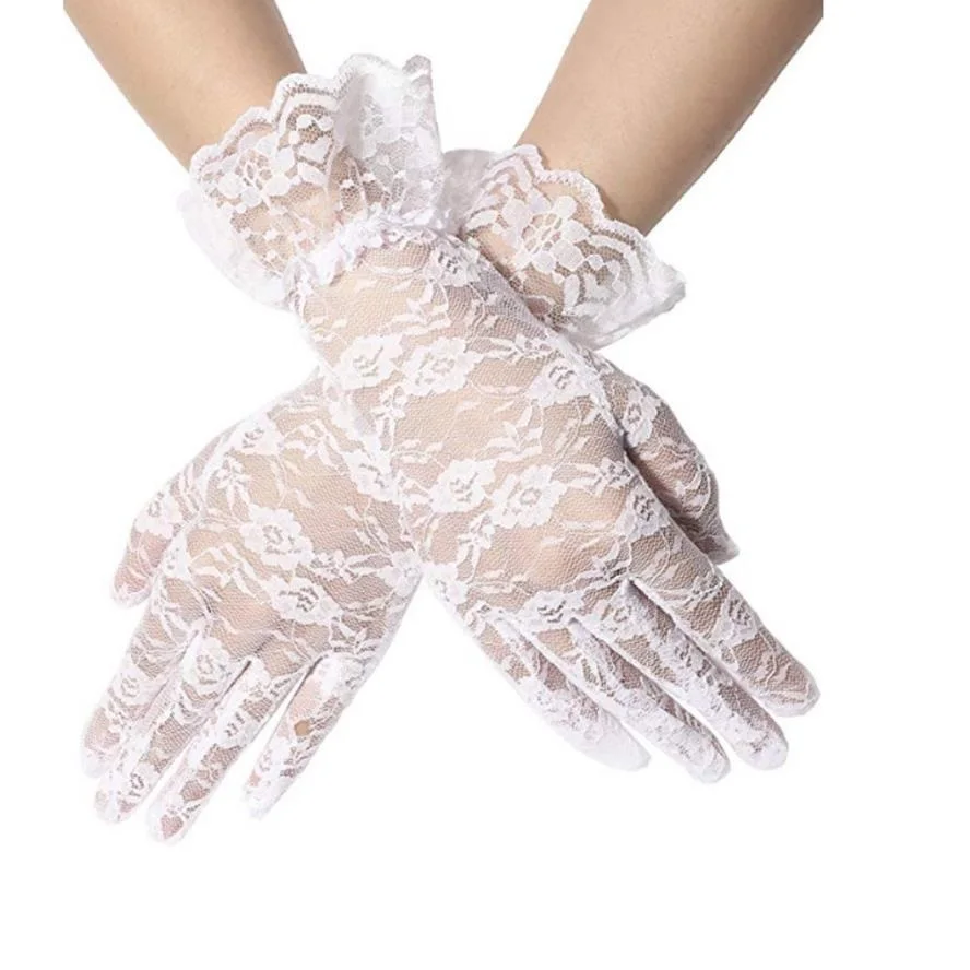 Fashion Summer White Black Lace Short Gloves Lady Wedding Dinner Glove Party Bride Dress Accessory