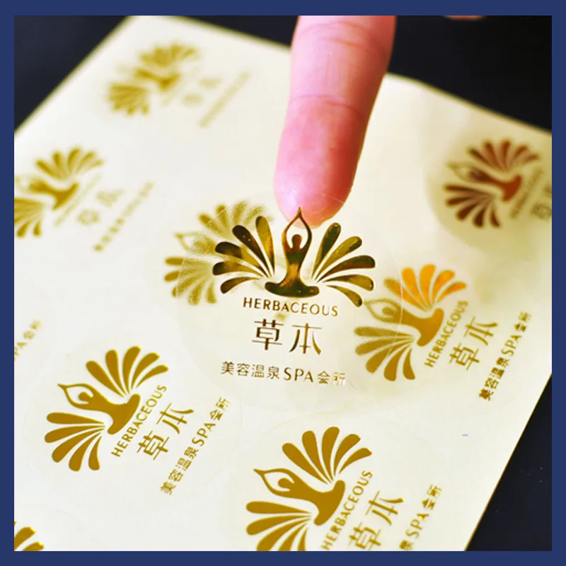 High Quality Adhesive vinyl waterproof label custom logo sticker Printing hot stamping gold foil brand stickers paper