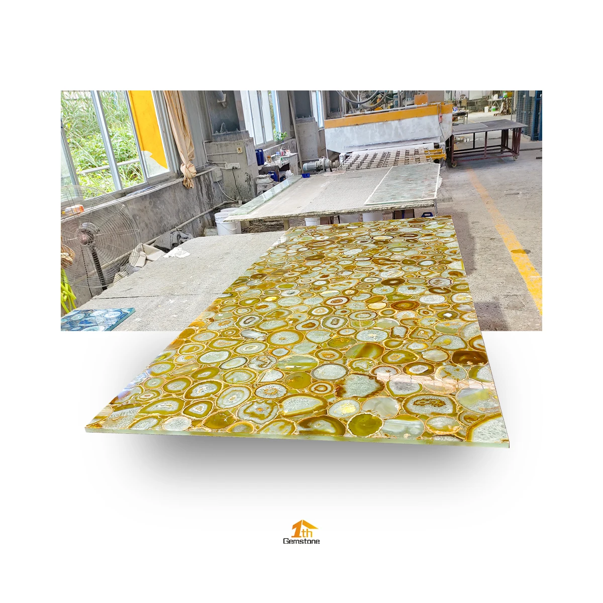 Custom Natural Backlit Onyx Translucent Yellow Agate Stone Semiprecious Slabs For Floor Tile/Wall Panel