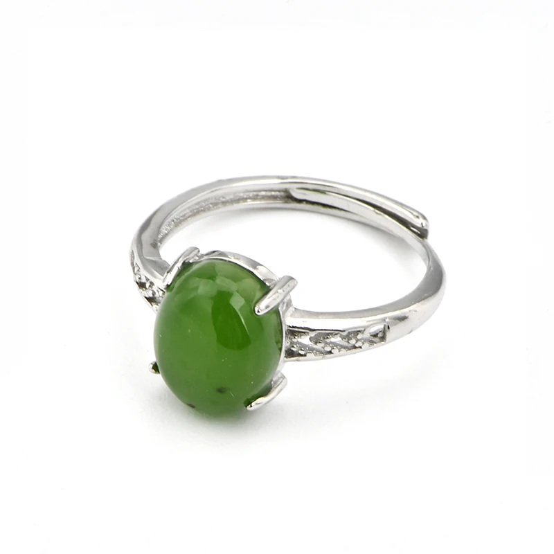Sterling Silver Natural Jade Cabochon Gemstone Handmade Ring 925 Sterling Silver Jewelry