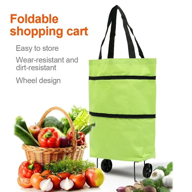 Lightweight Supermarket Carts Reusable Grocery Foldable Collapsible Shopping Trolley Cart Bags Folding Shopping Bag With Wheels