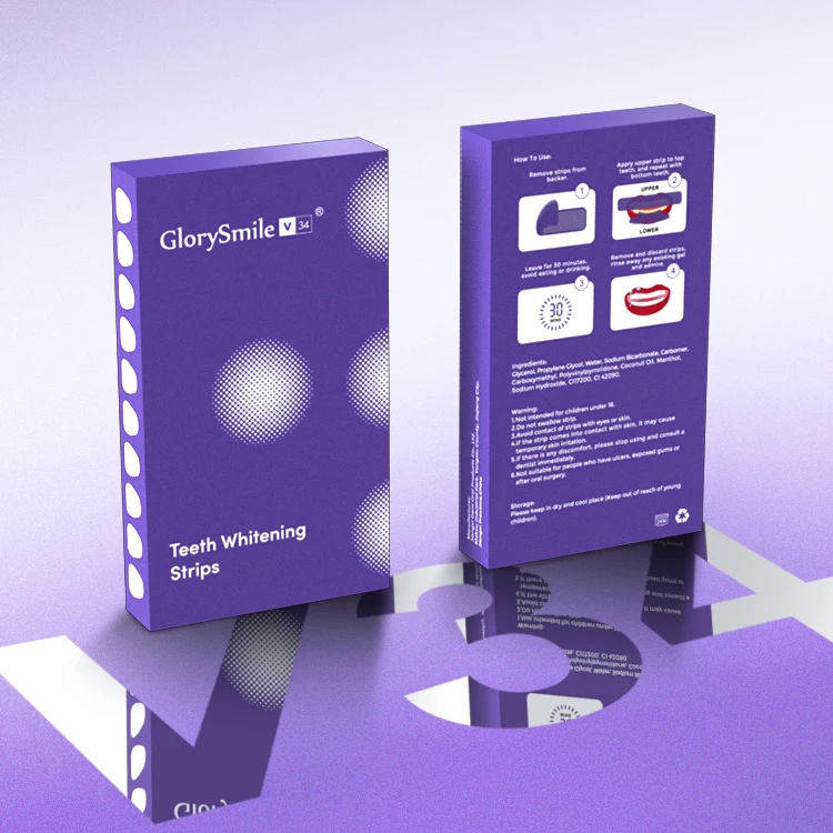 Best Selling Professional Sensitive-free V34 Purple Teeth Whitening Strips Colour Corrector Dry Strips 7 Pairs
