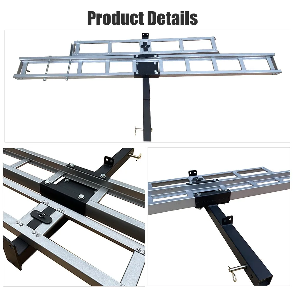 Aluminum Heavy Duty Hitch Mount Motorcycle Rack Sliver Folding Motorcycle Carrier With Loading Ramp