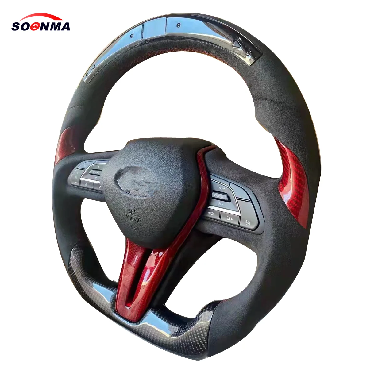 Custom Alcantar Led Carbon Fiber Steering Wheel For Infiniti Q30 Qx30 Q50 Q50l Q60racing Wheel Convertible
