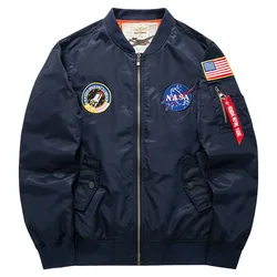 2021 Custom Logo Embroidery Plus Size 6xl Loose Hip Hop Baseball Jacket Army Nasa Flight Casual Men Bomber Pilot Jacket