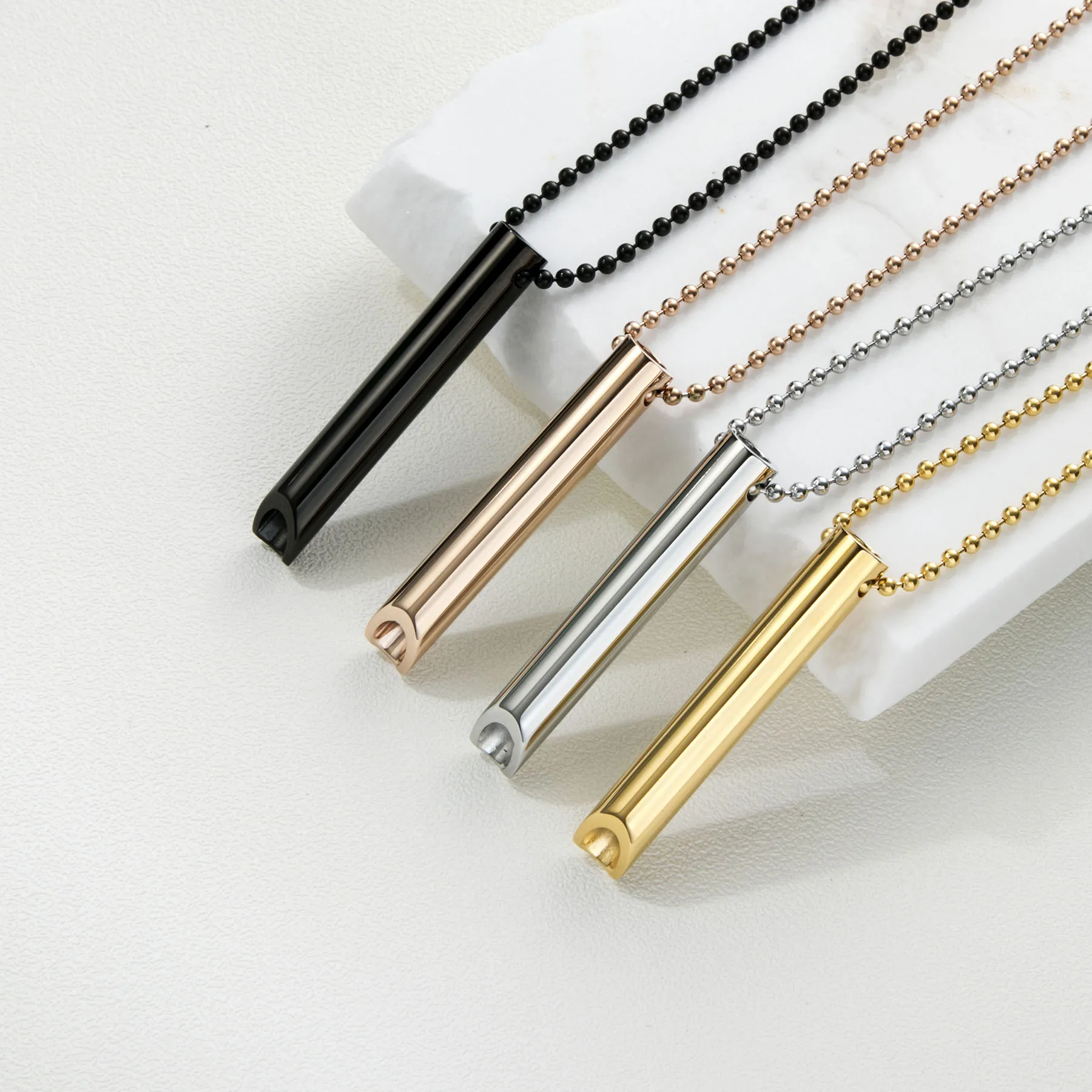 Stainless Steel Breathing Anxiety Necklace Pendant for Meditation Relaxation Calming Down Reducing Stress for Women and Men