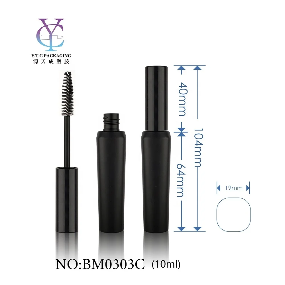 plastic empty mascara container round mascara wand bottle eyelash packaging tube with brush