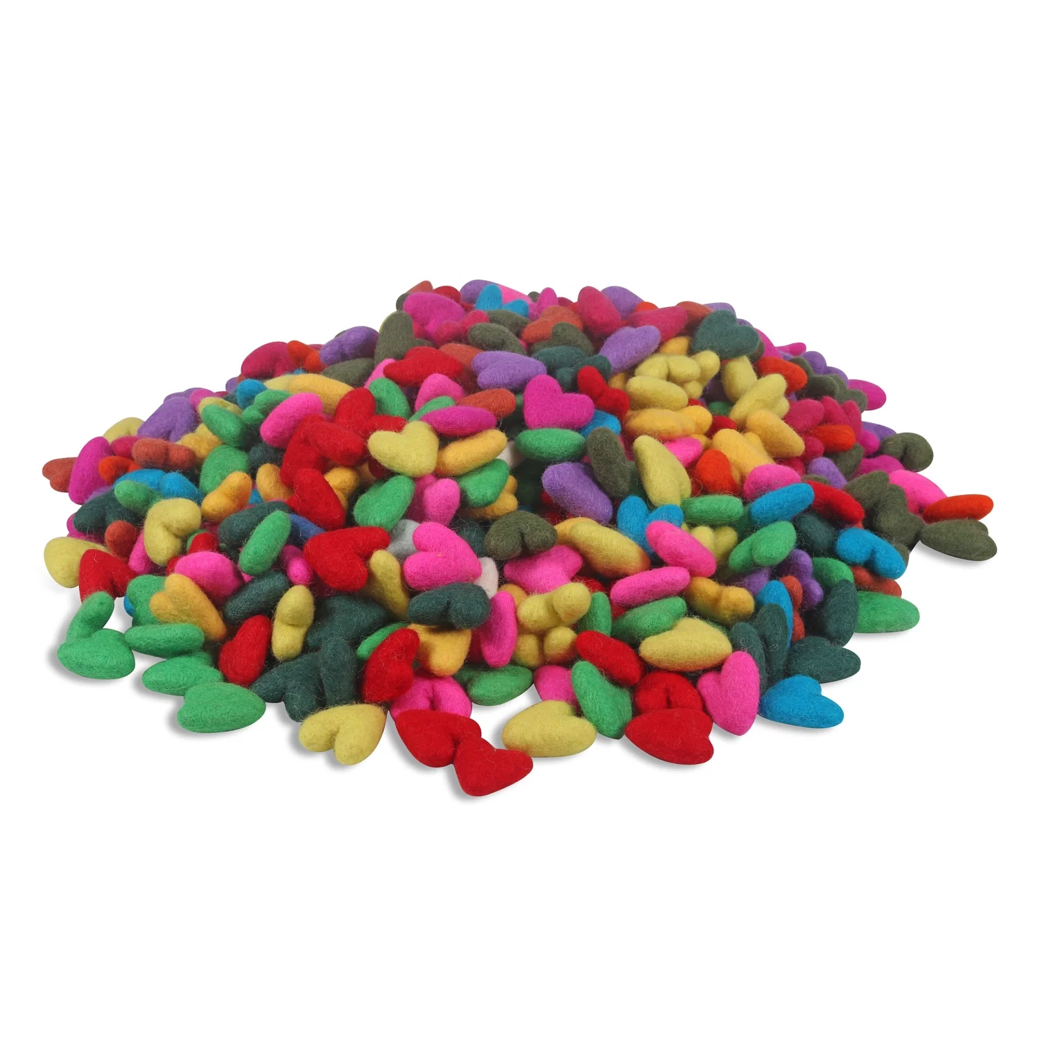 Handmade Multi Color 4cm DIY Felt Heart Shapes - Christmas Heart Felt Pom Pom Assorted ColoursHeart Pompom Multicolor Felt balls