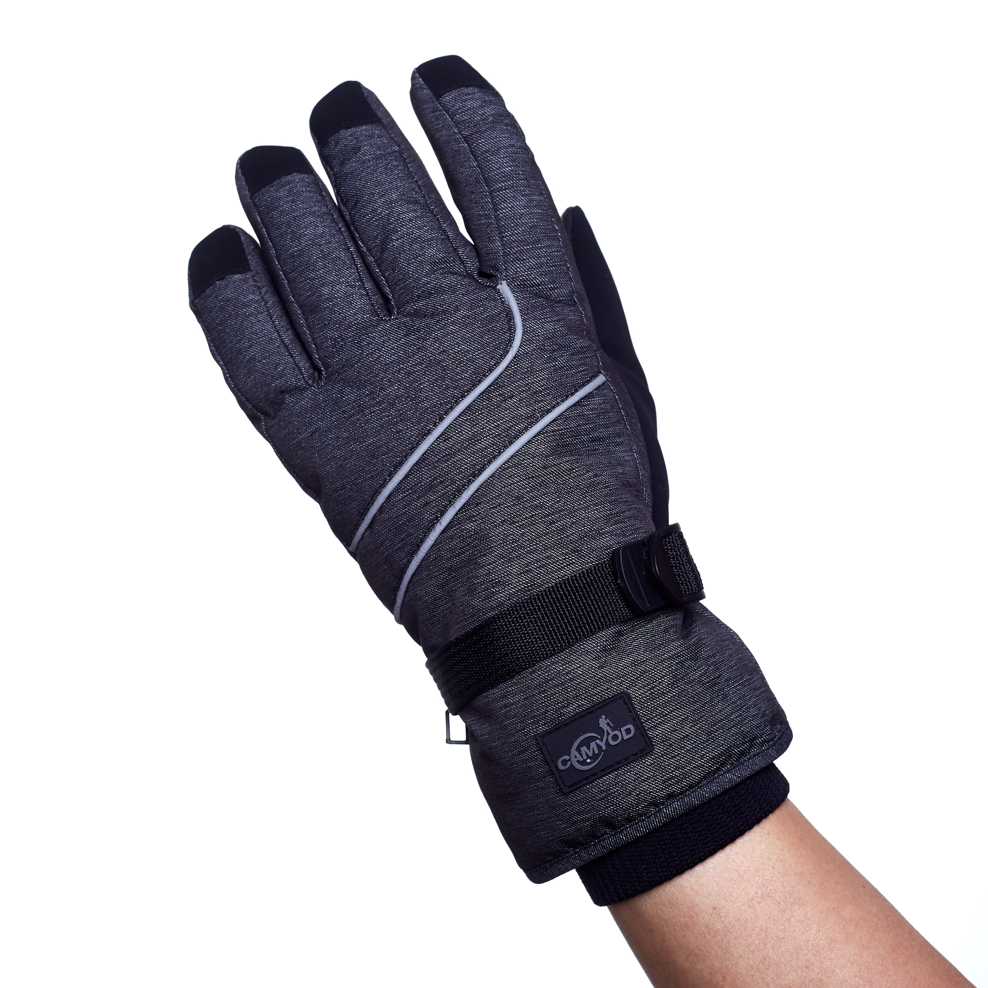 Custom waterproof PU leather palm male ski sports gloves winter ski gloves