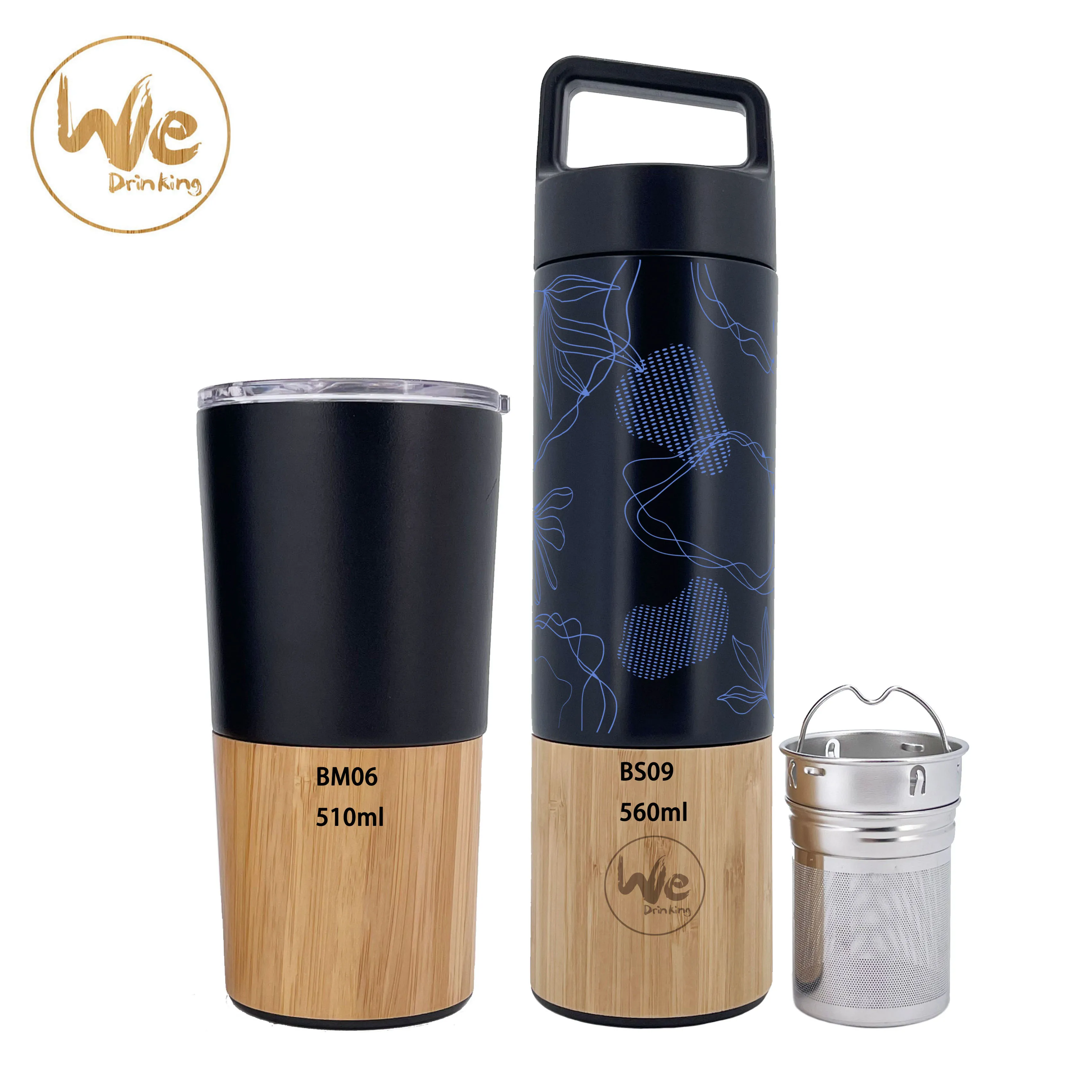 BM01 490ml 17oz Original  Reusable Bamboo Tea Cup with 18/8 Stainless Steel Inside