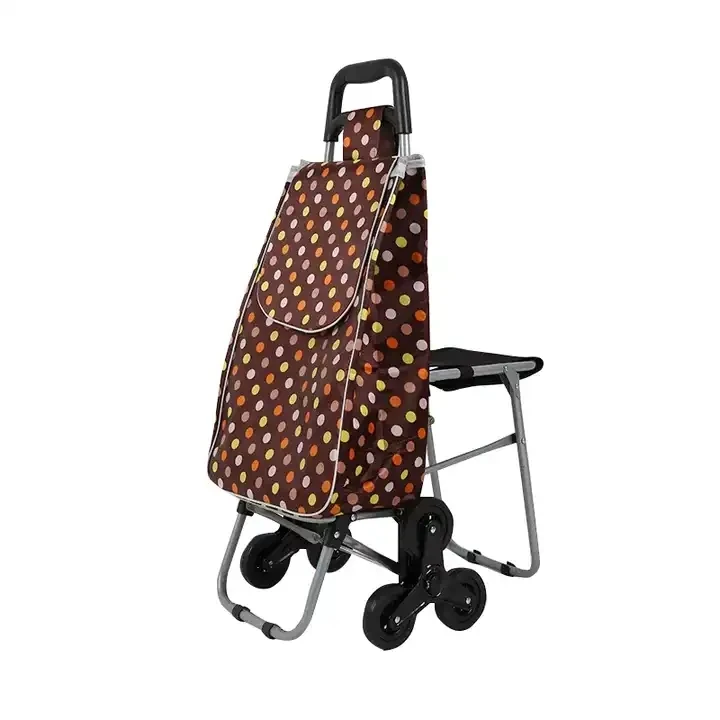 Folding grocery shopping cart, heavy duty stair climbing trolley with three wheels, larger waterproof shopper bag shopping cart