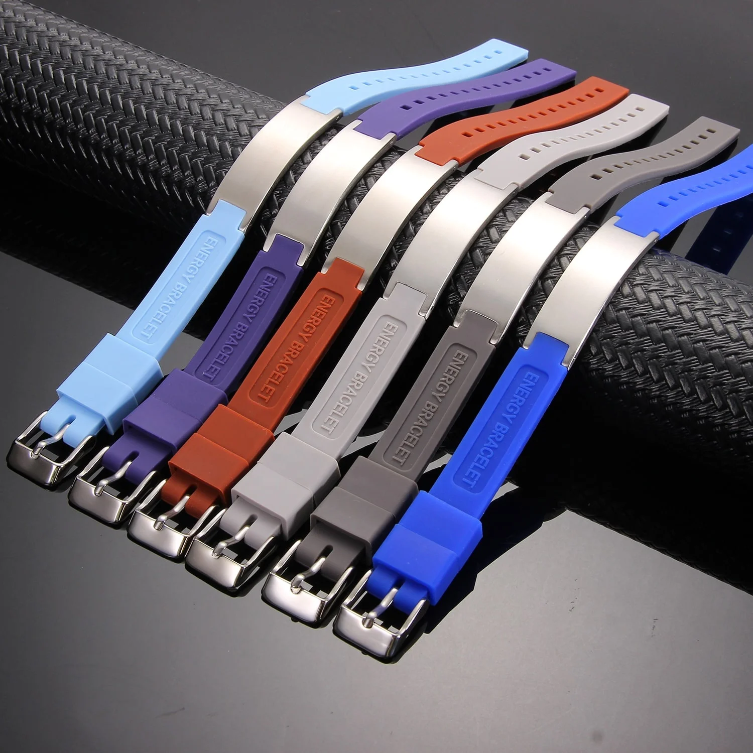 Wholesale Fashion Jewelry Rubber Silicon Bracelet  Energy High-Quality Stainless Steel Magnetic Custom Sports Bracelet Men Wome