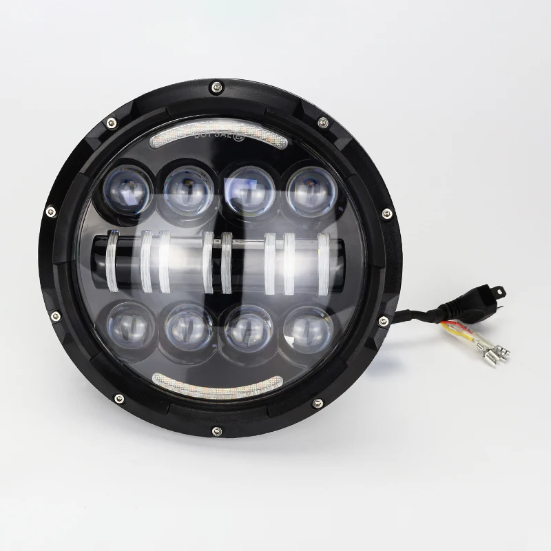 Universal 7 Inch Round Headlight Projector Angel Eye Turn Signal Light High Low Beam 45W LED Driving Light for Motorcycle