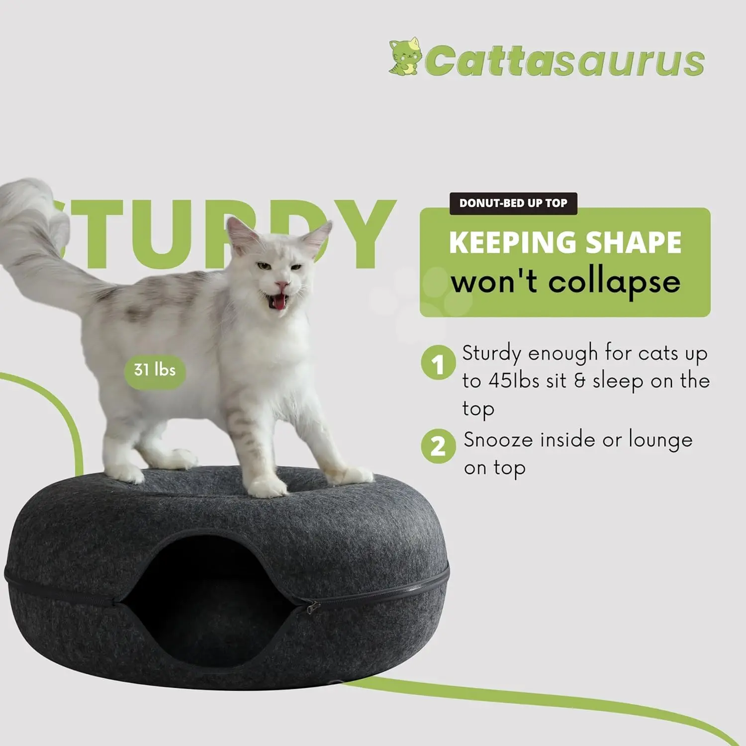 Cat Cave for Multiple Cats & Large Cats for Indoor Cats, Cat Tunnel Bed, Scratch Detachable & Washable Tunnel Cat Bed