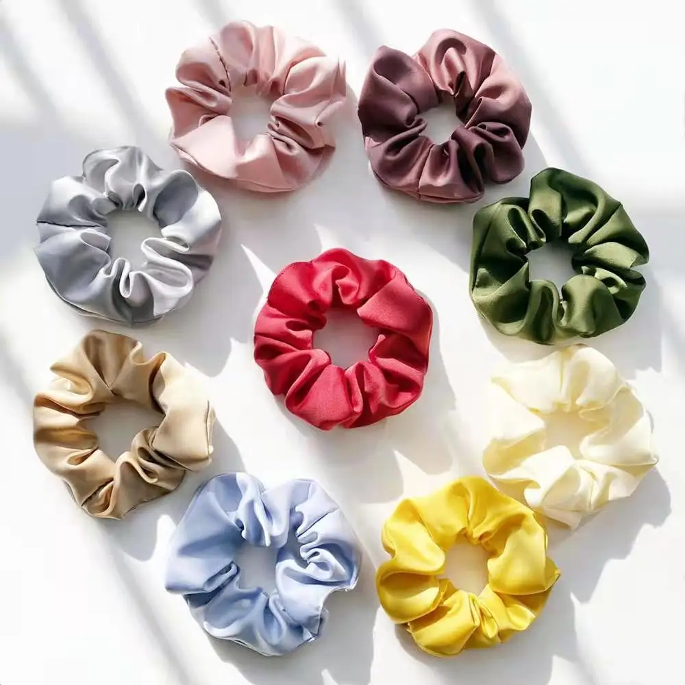 
OEM ODM Custom Luxury Organic 19 22 25 30 Momme 100% Mulbery Silk Hair Scrunchies For Women 
