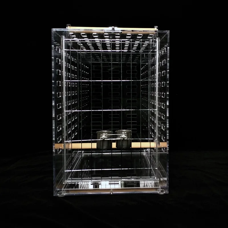 Factory custom large clear transparent pmma plexiglass acrylic pet bird parrot breeding house cage box square acrylic bird cage