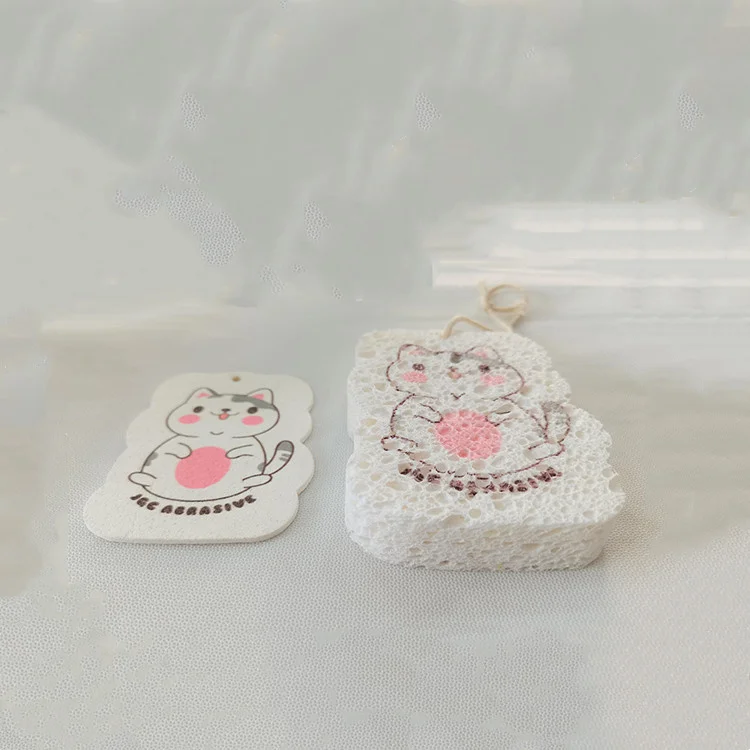 Non-stick Cartoon Wood Pulp Cotton Sponge Compressed Magic Oil Multifunction Household Kitchen Rag Towel Roll Dishwashing Sponge
