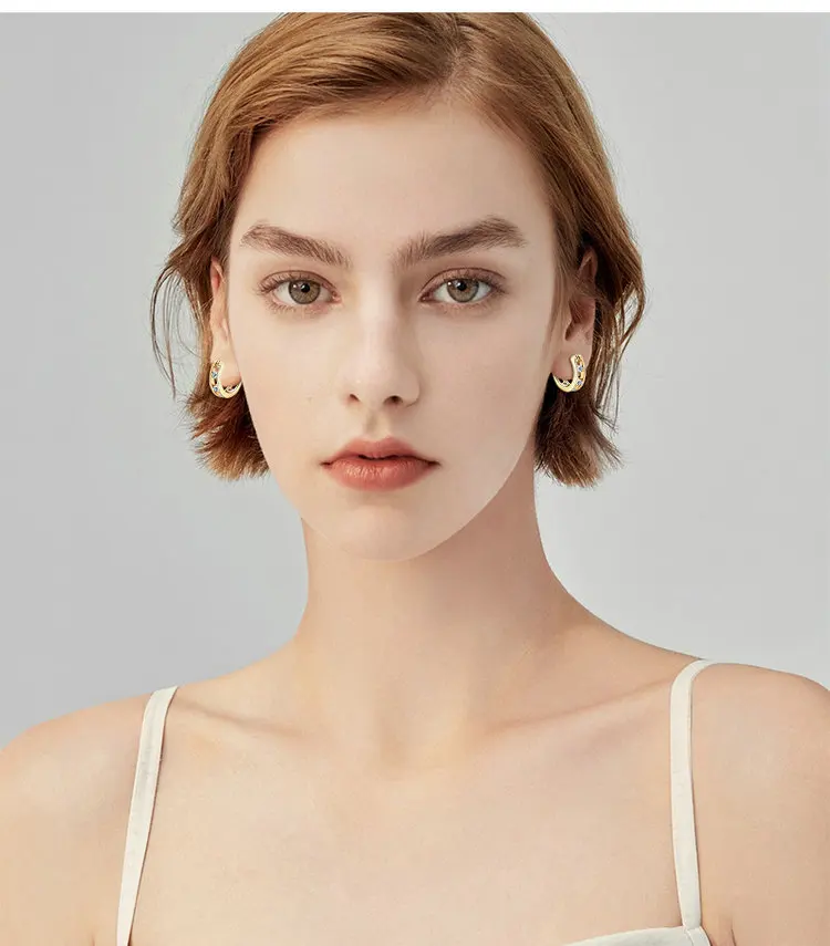 Custom Wholesale Rhodium Gold plated CZ sterling silver 925 huggie hoop earrings fashion Jewelry