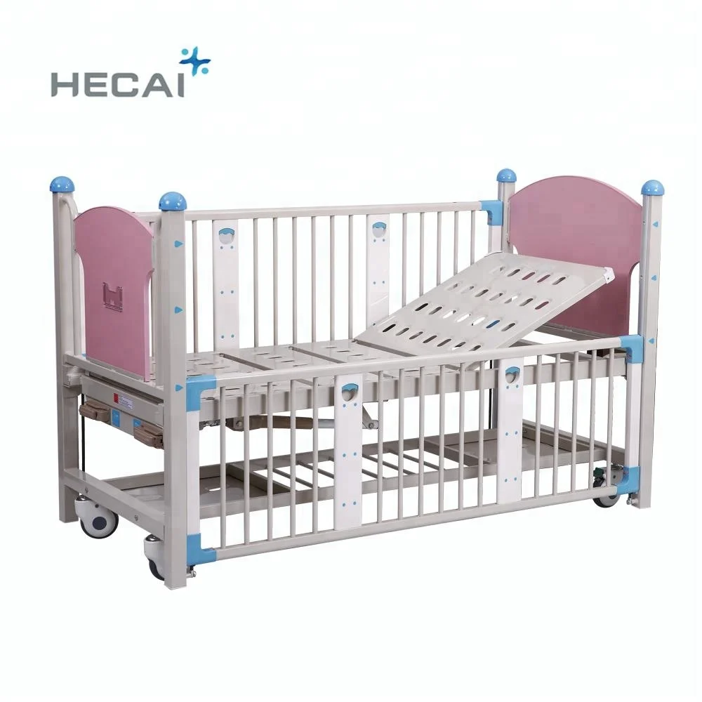 cheap one crank single function manual epoxy hospital children bed with protective side rail